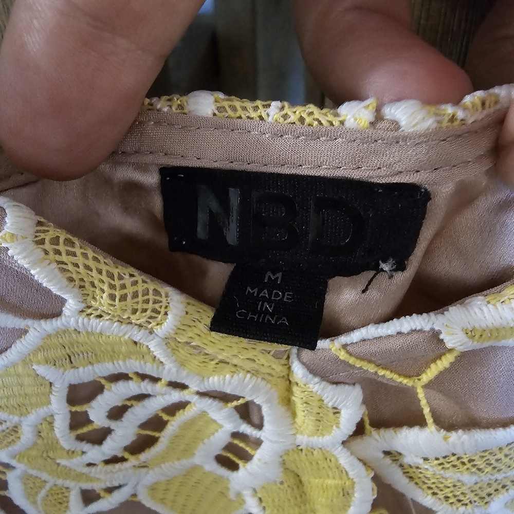 Revolve NBD Donna Dress Sunshine Nude Lace Cocktail Dress M - Picture 5 of 8